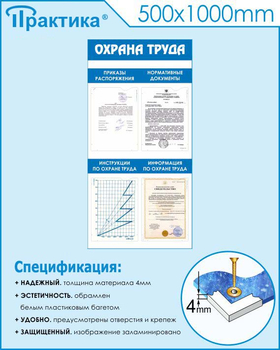 С103 Стенд охрана труда (500х1000 мм, пластик ПВХ 3мм, Прямая печать на пластик ) - Стенды - Стенды по охране труда - . Магазин Znakstend.ru